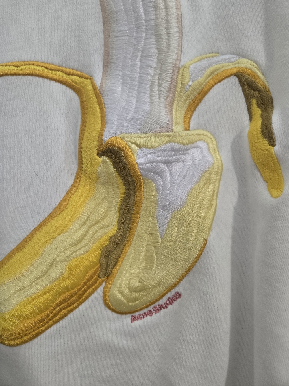 Acne White Sweatshirt with Embroidered Banana - Picture 2 of 5